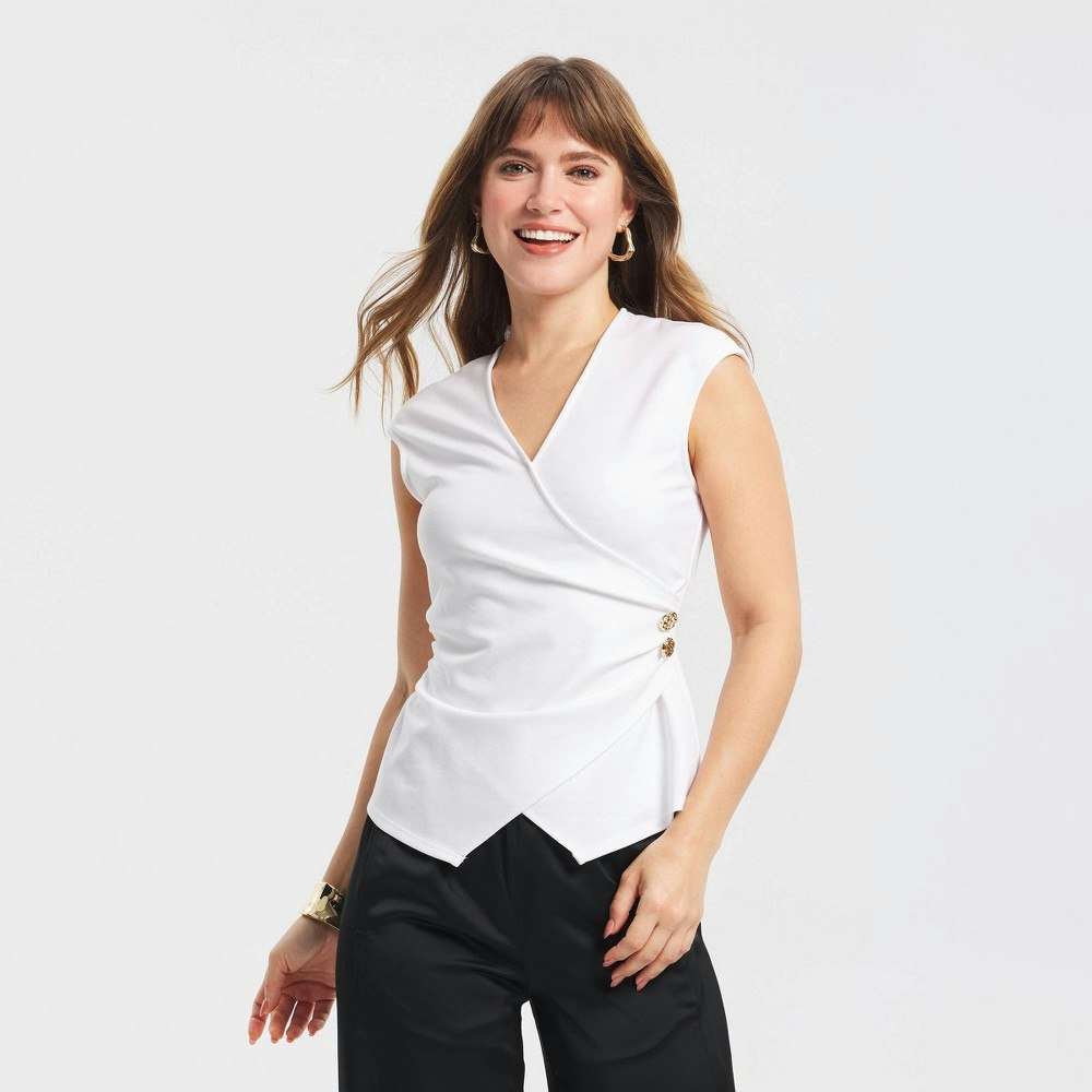 A New Day Women's V-Neck Wrap Front Top: $22