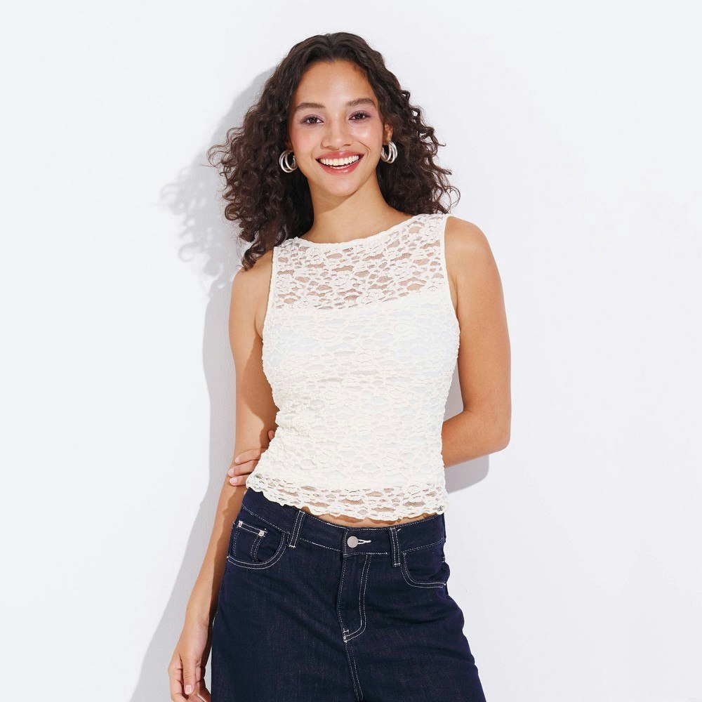 Wild Fable Women's Lace Lined Boat Neck Top: $18 Wild Fable Women's Lace Lined Boat Neck Top: $18
