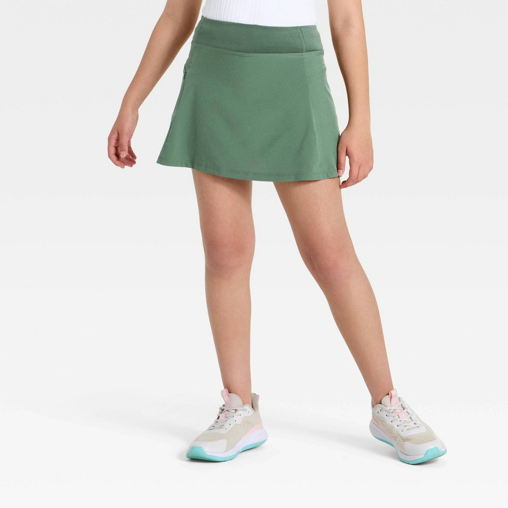All In Motion Girls' Active Light Mid-Rise Woven Skort: $15 All In Motion Girls' Active Light Mid-Rise Woven Skort: $15