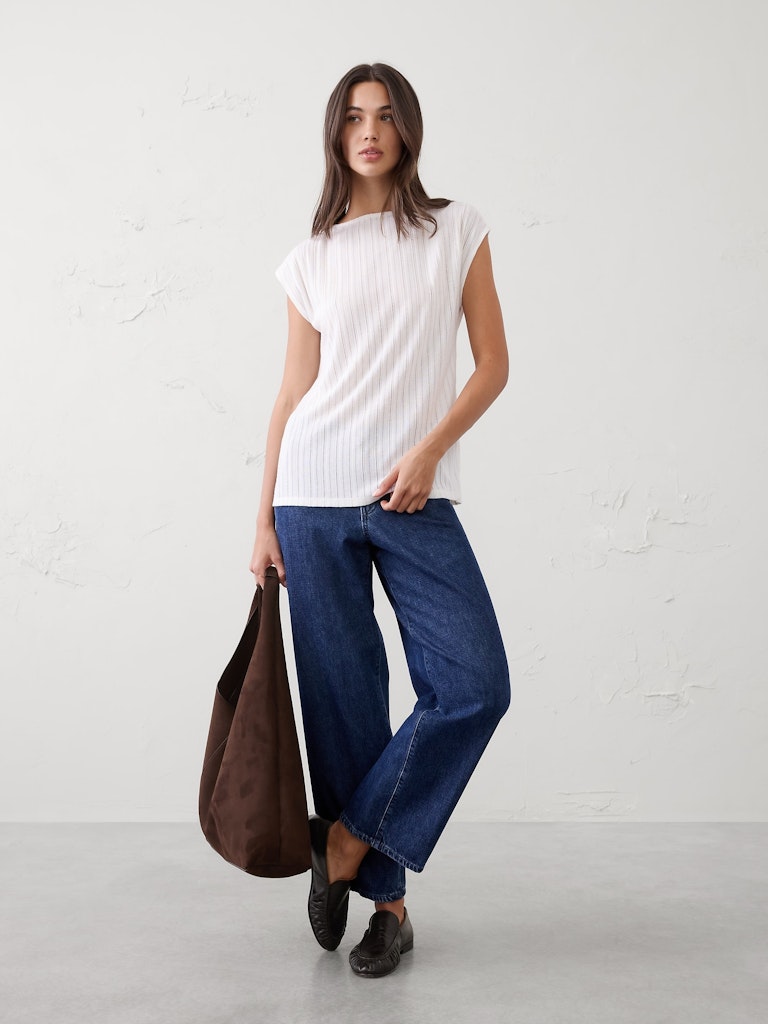 Sheer Ribbed Straight-Neck Top: $19.97 Sheer Ribbed Straight-Neck Top: $19.97