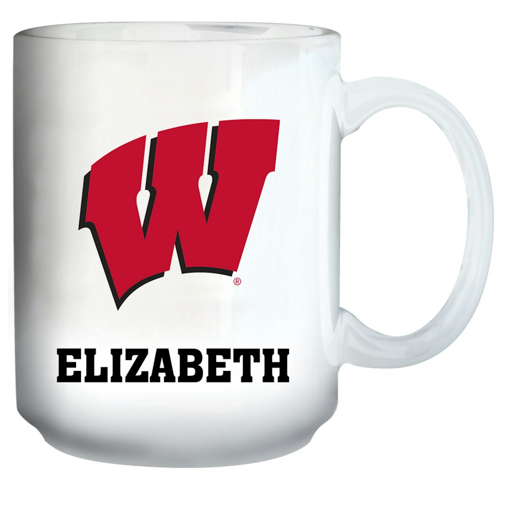 Wisconsin Badgers 15-ounce Personalized Mug: $34.99 Wisconsin Badgers 15-ounce Personalized Mug: $34.99