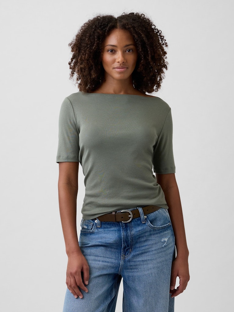Ribbed Boatneck T-Shirt: $10 Ribbed Boatneck T-Shirt: $10