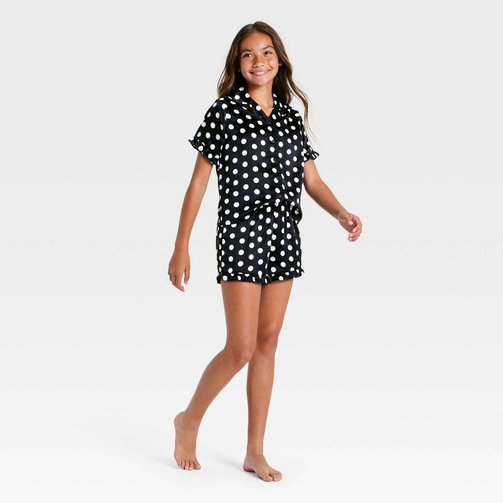 Girls' 2-Piece Satin Polka Dot Pajama Set: $18 Girls' 2-Piece Satin Polka Dot Pajama Set: $18