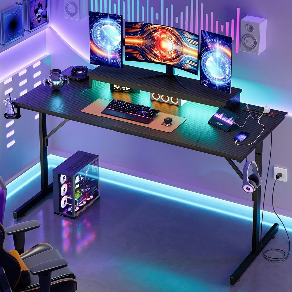 Bestier 52-inch Gaming Desk with Power Strip and LED Monitor Stand: $69.81 Bestier 52-inch Gaming Desk with Power Strip and LED Monitor Stand: $69.81