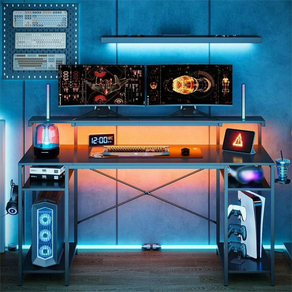Bestier 55-inch Gaming Desk with LED Lights and Monitor Stand: $48.99 Bestier 55-inch Gaming Desk with LED Lights and Monitor Stand: $48.99