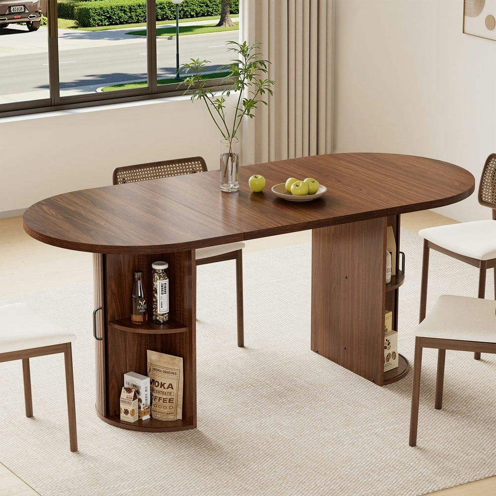 Hommpa 71-Inch Oval Dining Table with Storage Cabinet: $185.99