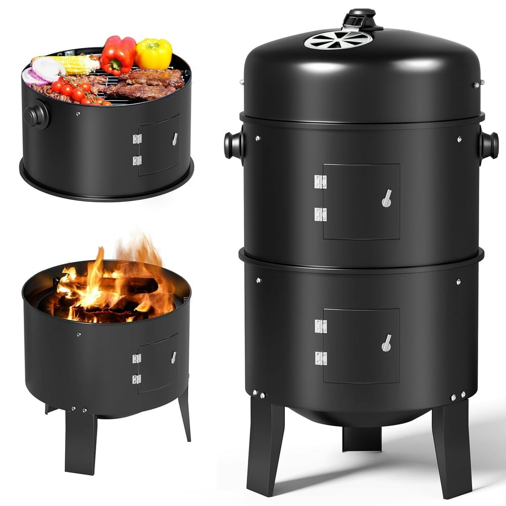 KingChii 3-in-1 Vertical Charcoal Smoker Grill: $66.42 KingChii 3-in-1 Vertical Charcoal Smoker Grill: $66.42