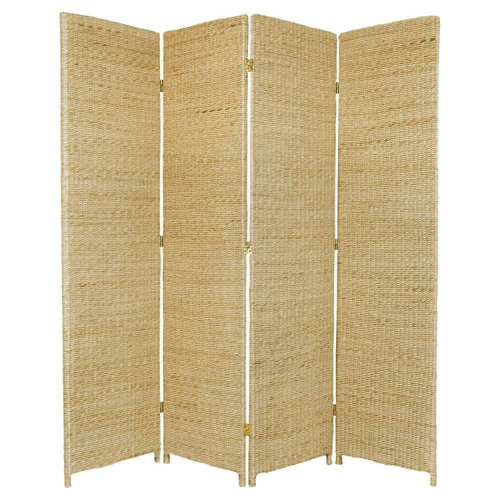 6-Foot Rush Grass Woven Room Divider 4-Panel: $279