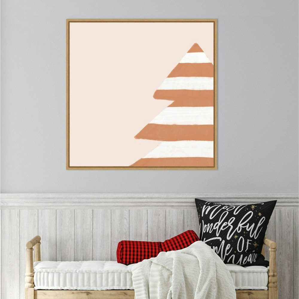Amanti Art Stripey Christmas Tree Framed Canvas Wall Art 30"x30": $175.99 Amanti Art Stripey Christmas Tree Framed Canvas Wall Art 30"x30": $175.99