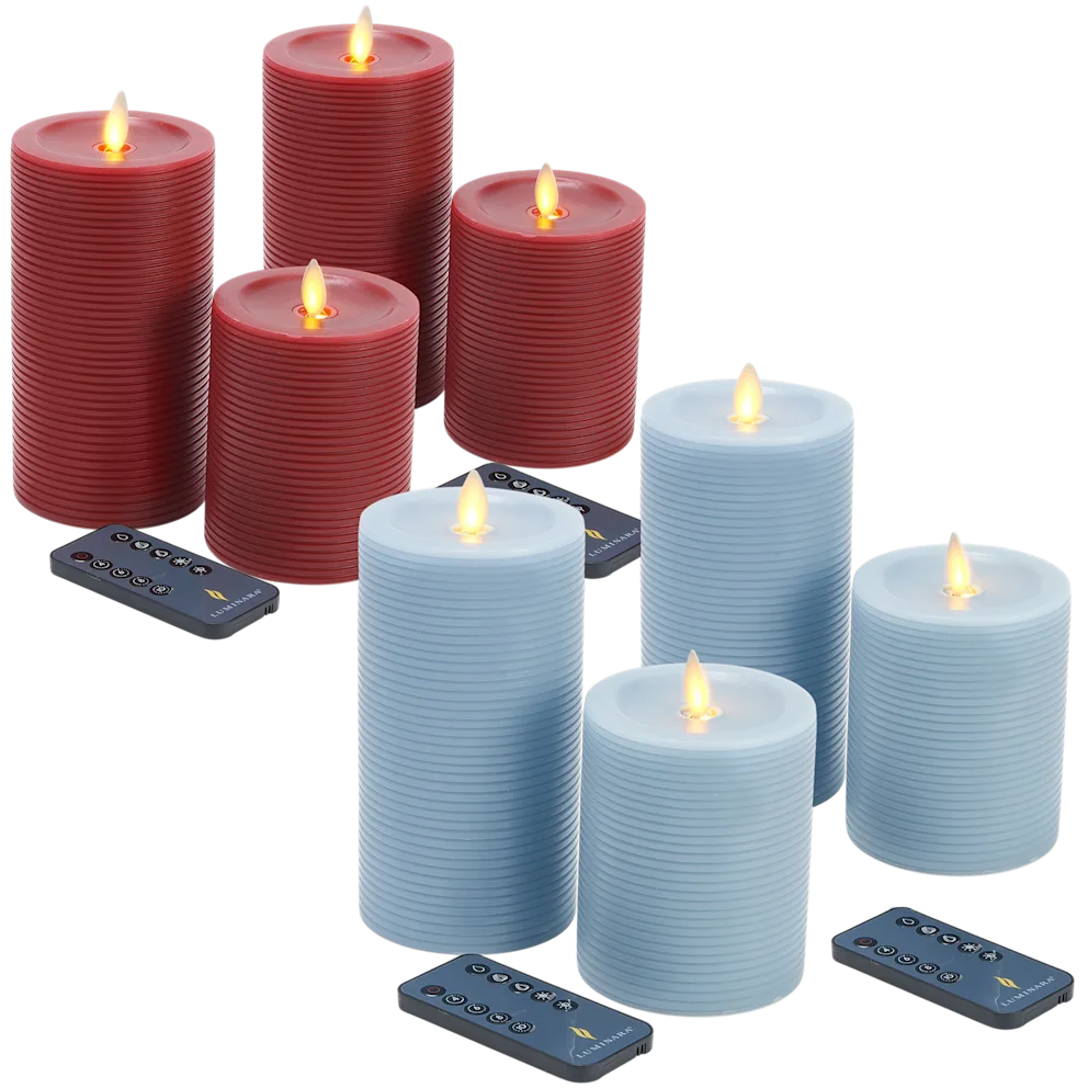 Luminara Textured Striped Flameless Pillar Candles 4-Pack: $29.99