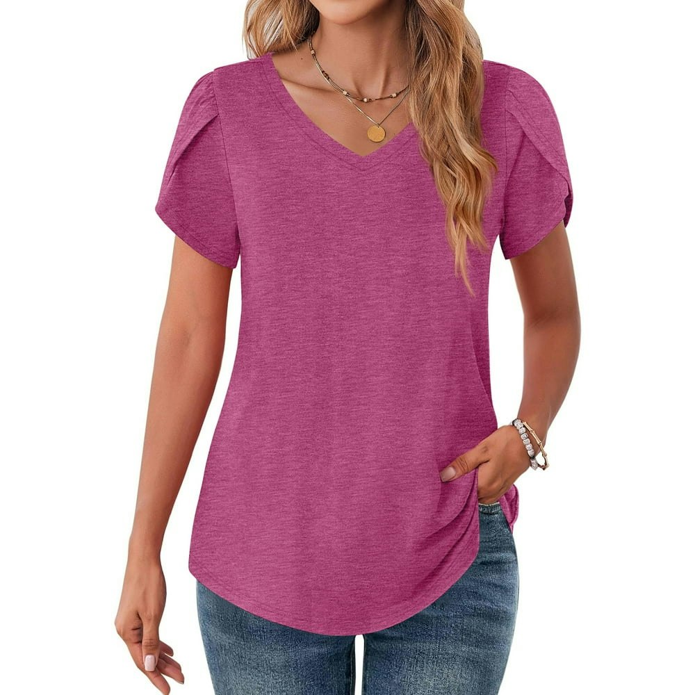 Moshu Women's V-Neck Petal Sleeve Tunic Shirt: $9.99