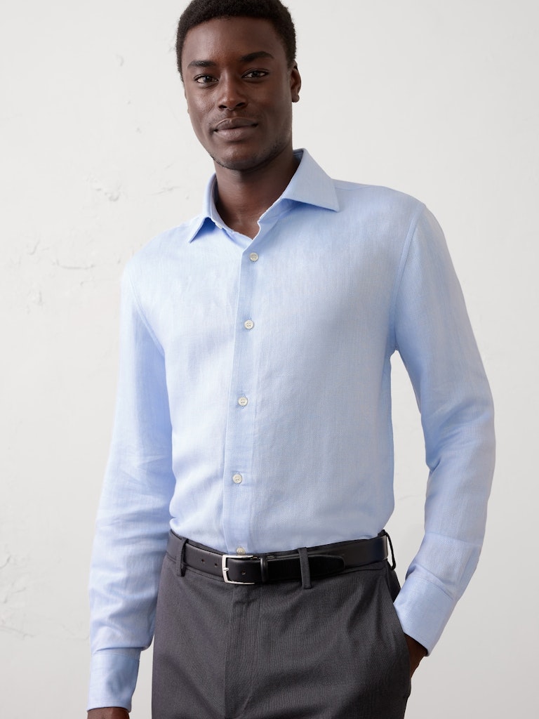 Slim-Fit Linen-Blend Dress Shirt: $36 Slim-Fit Linen-Blend Dress Shirt: $36