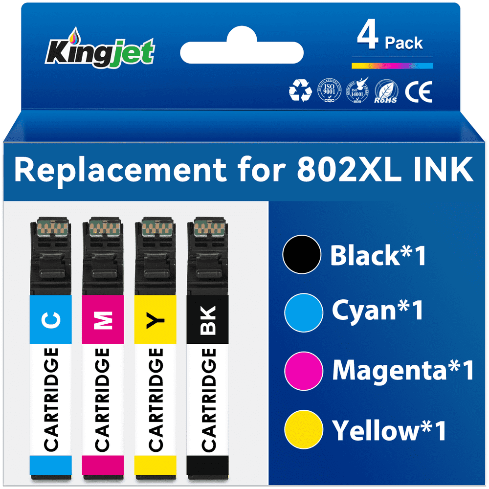 Kingjet 802XL Ink Cartridge 4-Pack: $26.59 Kingjet 802XL Ink Cartridge 4-Pack: $26.59