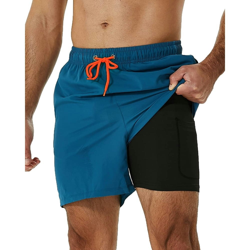 Dakimoe Men's 2-in-1 Quick-Dry Swim Trunks: $14.99