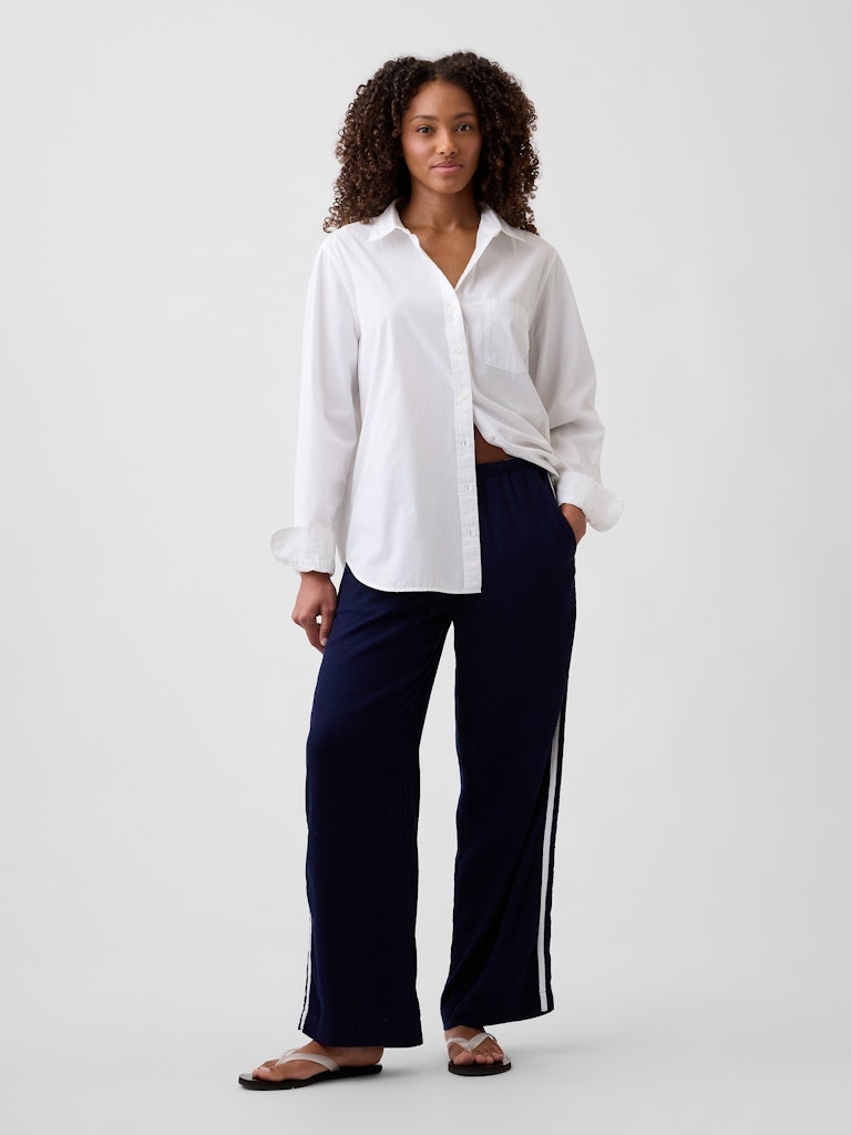 Linen-Blend Stripe Wide-Leg Pants: $27.99 Linen-Blend Stripe Wide-Leg Pants: $27.99