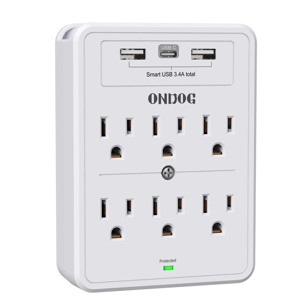 Ondog 6-Outlet Surge Protector with 3 USB Ports: $11.99