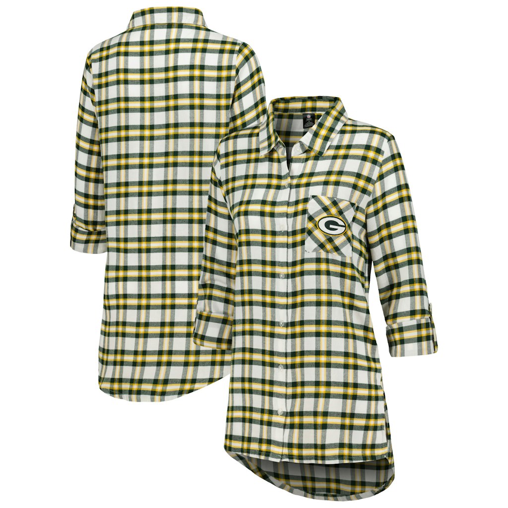 Women's Green Bay Packers Plaid Long Sleeve Nightshirt: $54.99