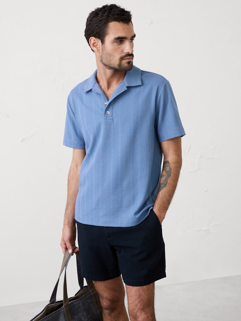 Standard-Fit Textured Polo: $26 Standard-Fit Textured Polo: $26