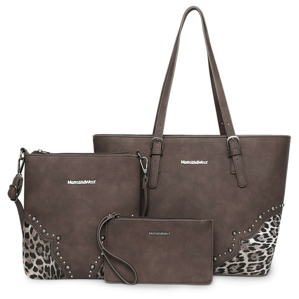 Montana West Leopard Print Tote Bag 3-Piece Set: $39.99 Montana West Leopard Print Tote Bag 3-Piece Set: $39.99