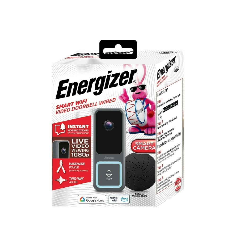 Energizer 1080p Wired Smart Doorbell and Chime: $39.99 Energizer 1080p Wired Smart Doorbell and Chime: $39.99