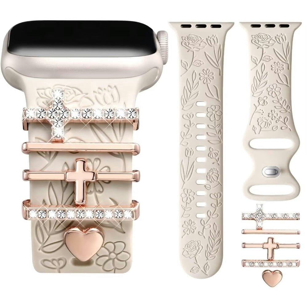 Comvin Flower Engraved Silicone Apple Watch Band: $11.99