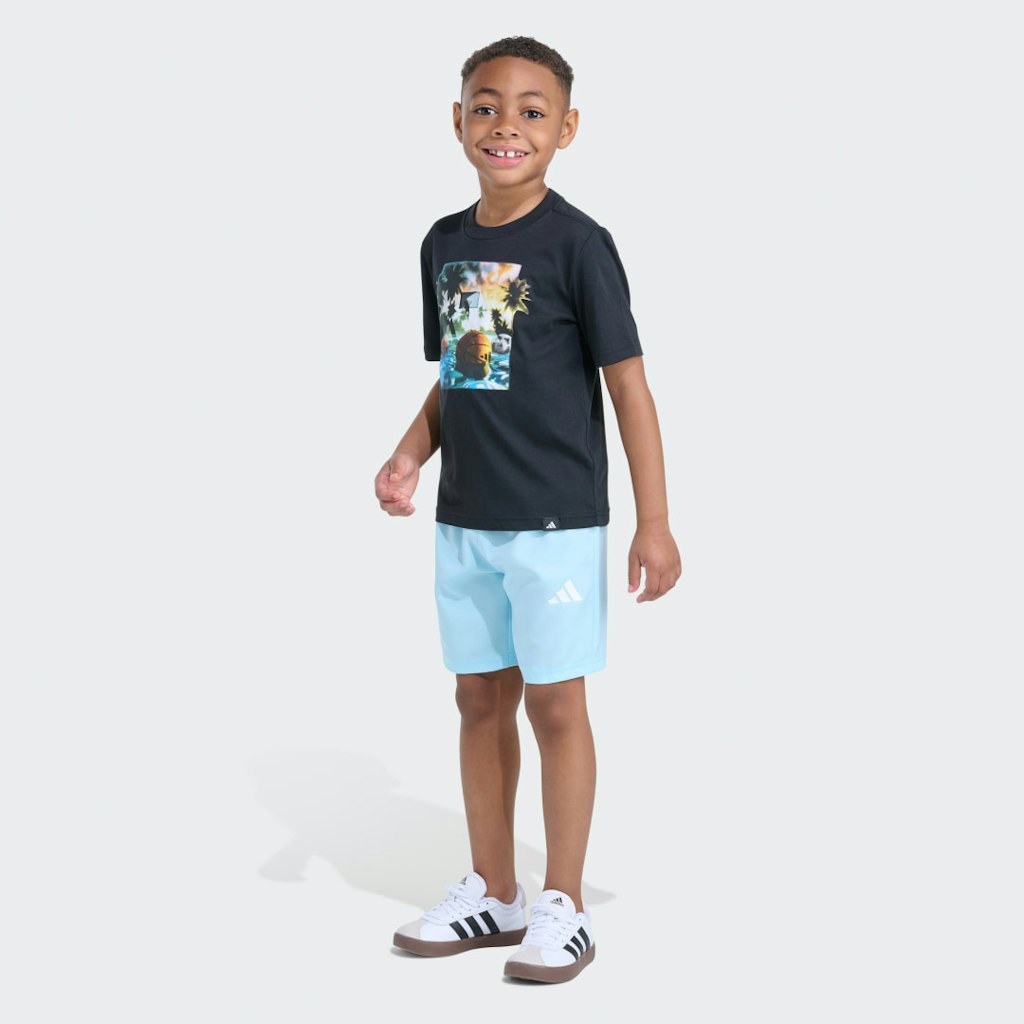 Short Sleeve Graphic Tee and Woven Short Set: $40 Short Sleeve Graphic Tee and Woven Short Set: $40