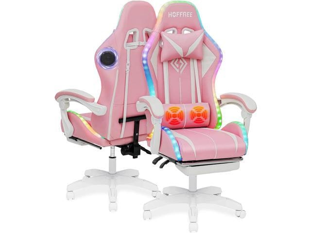 Hoffree Pink Ergonomic Gaming Chair with Bluetooth Speakers, LED Lights, and Footrest: $332.62 Hoffree Pink Ergonomic Gaming Chair with Bluetooth Speakers, LED Lights, and Footrest: $332.62