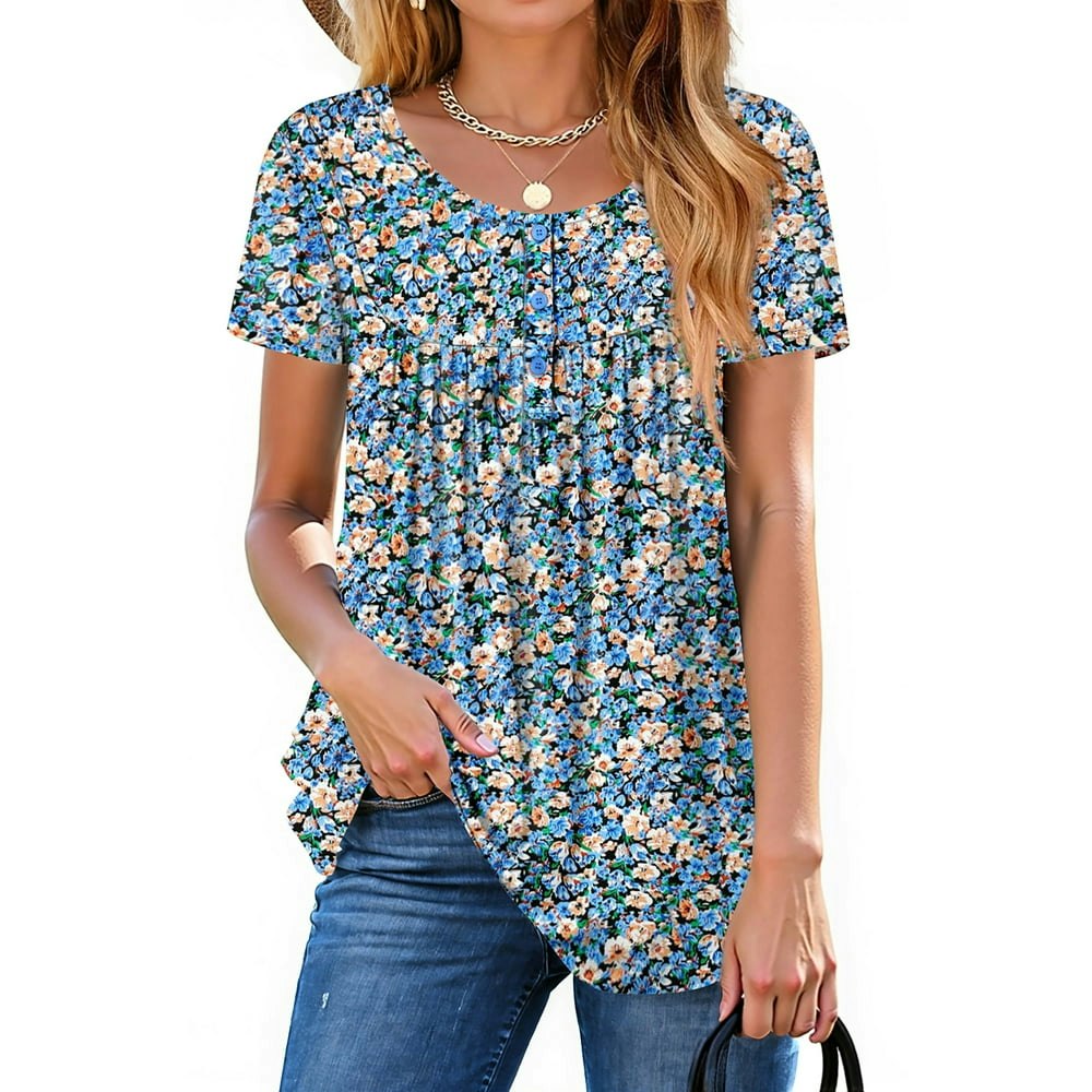 Fantaslook Women's Henley Short Sleeve Tunic Top: $10.99