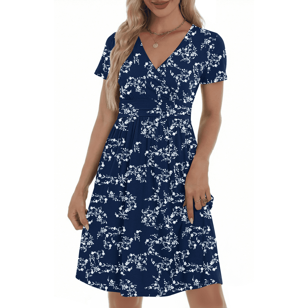 UVN Women's V-Neck Short Sleeve Midi Sundress: $13.99 UVN Women's V-Neck Short Sleeve Midi Sundress: $13.99