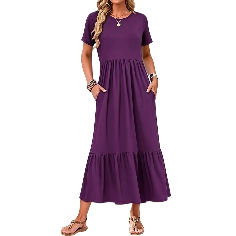 Tarainya Women's Short Sleeve Casual Maxi Dress: $14.99