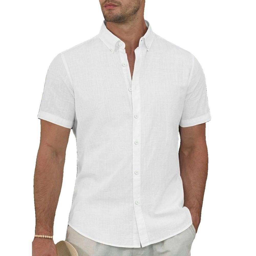 Sogami Men's Cotton Linen Short Sleeve Shirt: $14.99