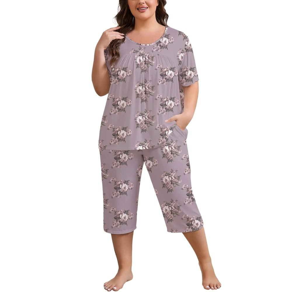 Feremo Women's Plus Size Short Sleeve Pajama Set: $16.99