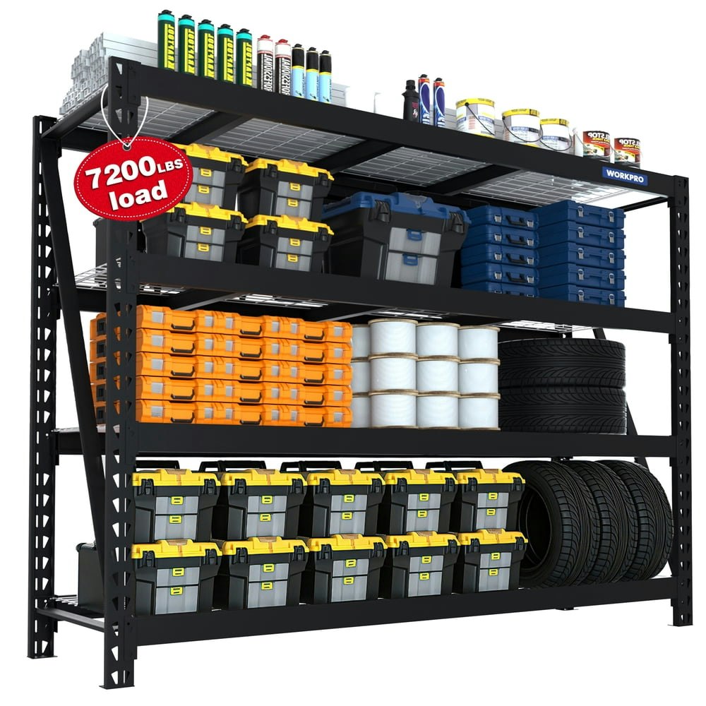 Workpro 7,200-Pound 68-Inch 4-Tier Metal Garage Storage Shelves: $249.99 Workpro 7,200-Pound 68-Inch 4-Tier Metal Garage Storage Shelves: $249.99