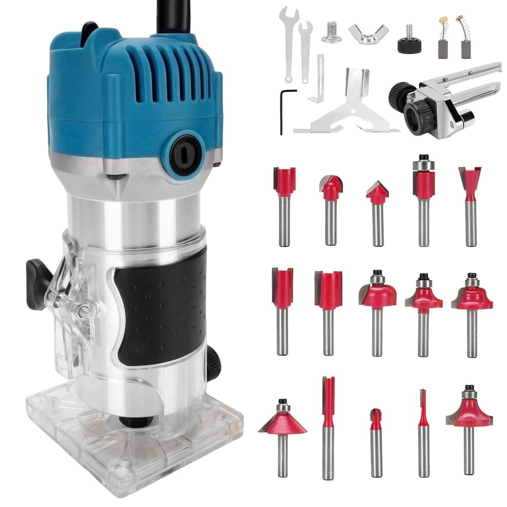 6 Amp 30,000 RPM Compact Palm Router with 15-Piece 1/4-Inch Bit Set: $42.99 6 Amp 30,000 RPM Compact Palm Router with 15-Piece 1/4-Inch Bit Set: $42.99