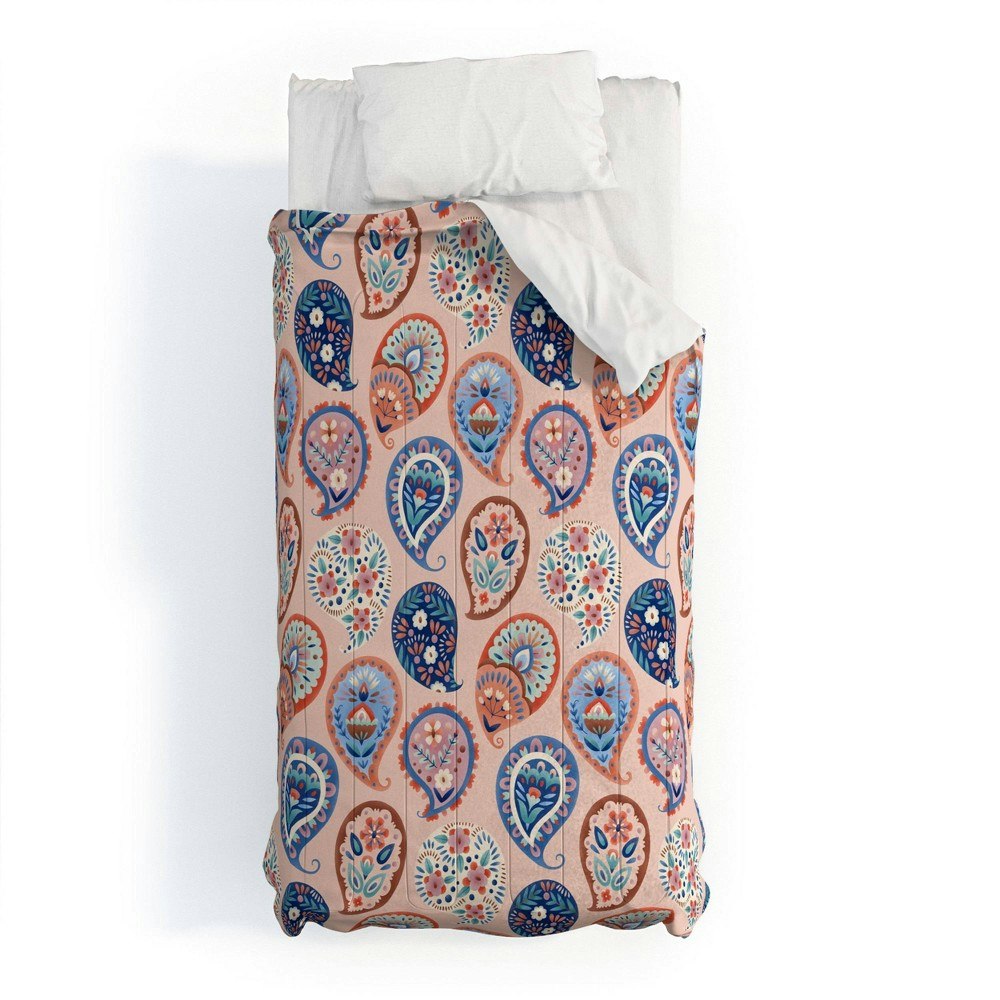 Deny Designs Twin/Twin XL Pimlada Phuapradit Floral Paisley Comforter and Sham Set: $199.99