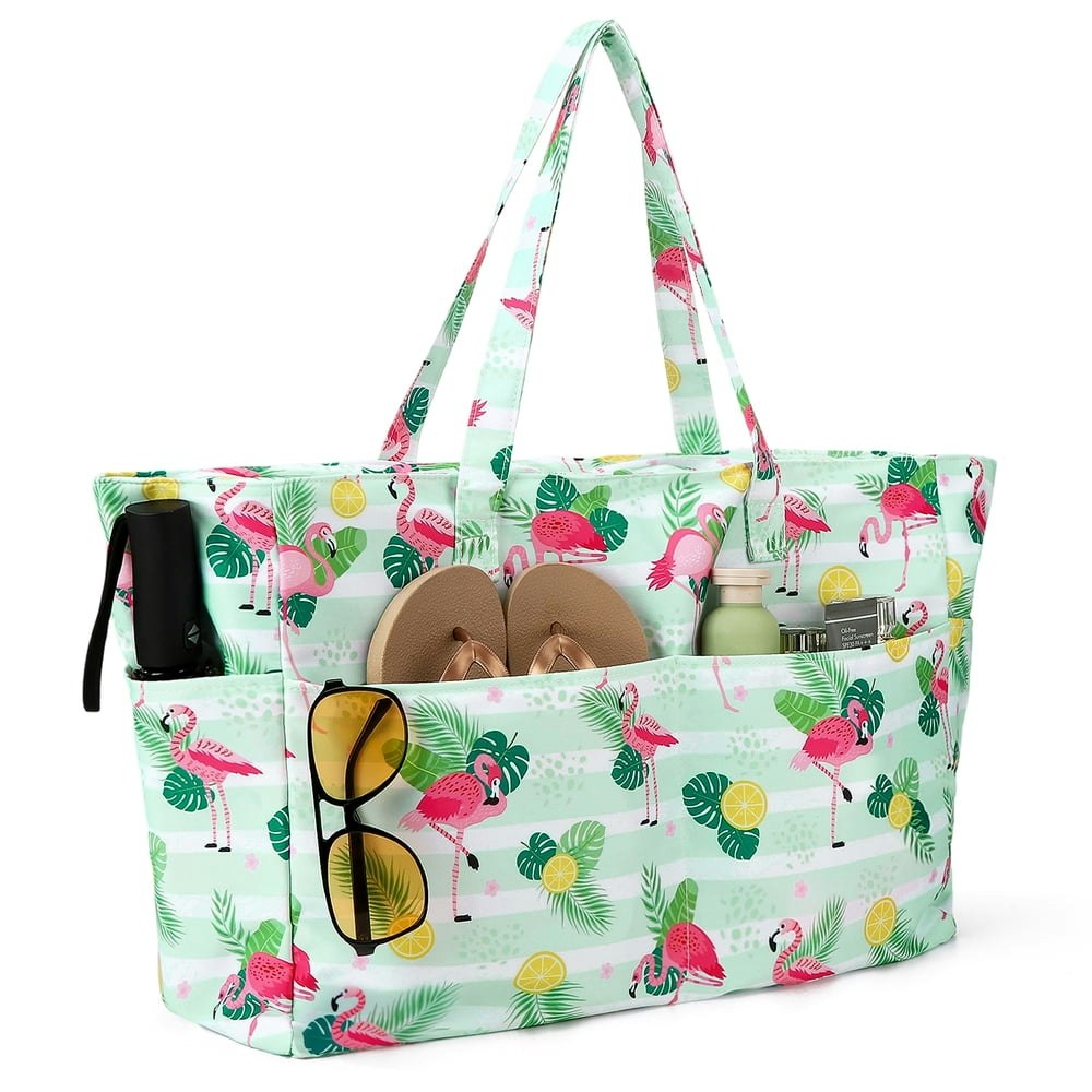 Bocaoying Flamingo Water-Resistant Beach Tote Bag: $14.99 Bocaoying Flamingo Water-Resistant Beach Tote Bag: $14.99