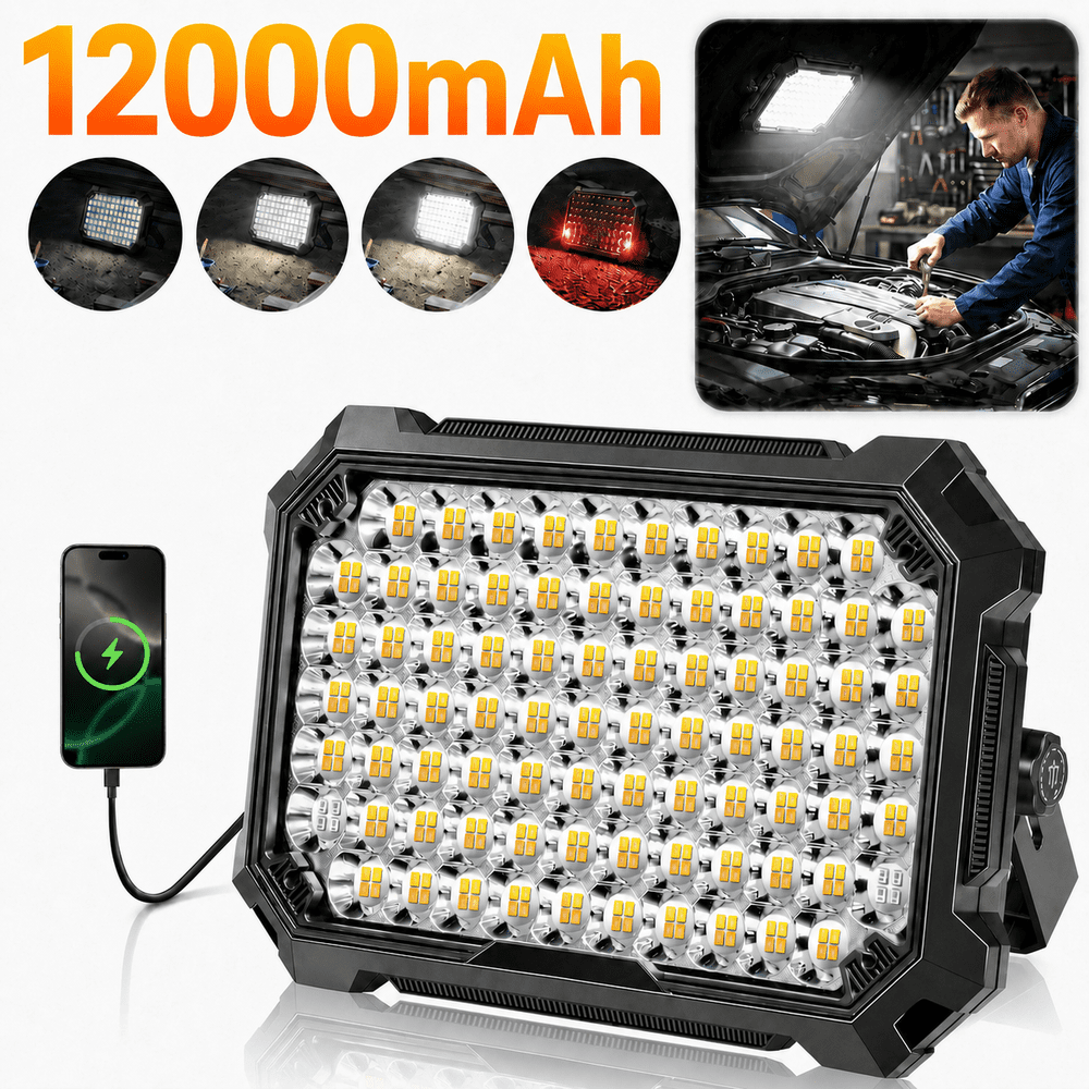10,000-Lumen 12,000mAh Rechargeable Magnetic LED Work Light: $28.69