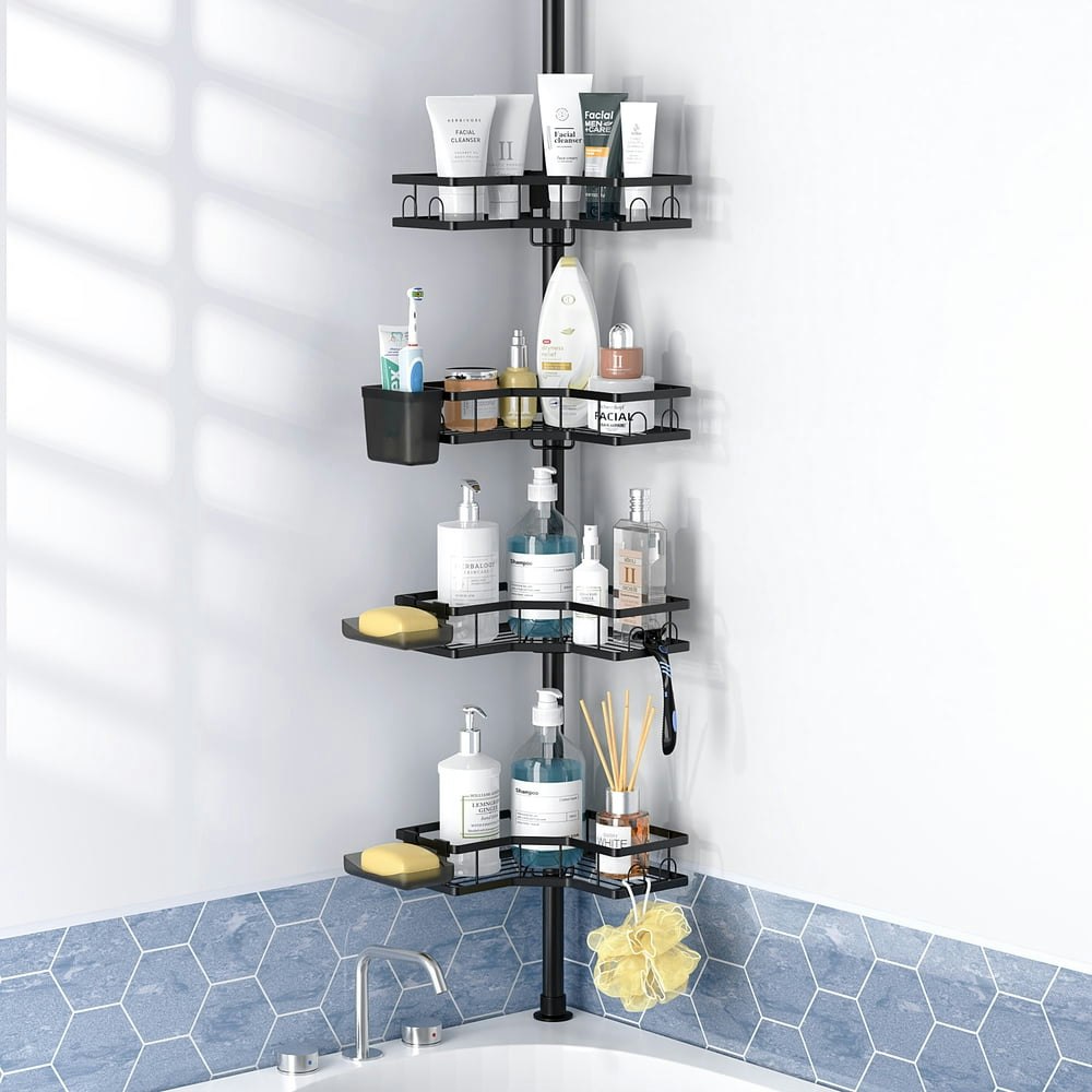 Tinana 4-Tier Adjustable Tension Pole Shower Caddy: $28.99 Tinana 4-Tier Adjustable Tension Pole Shower Caddy: $28.99