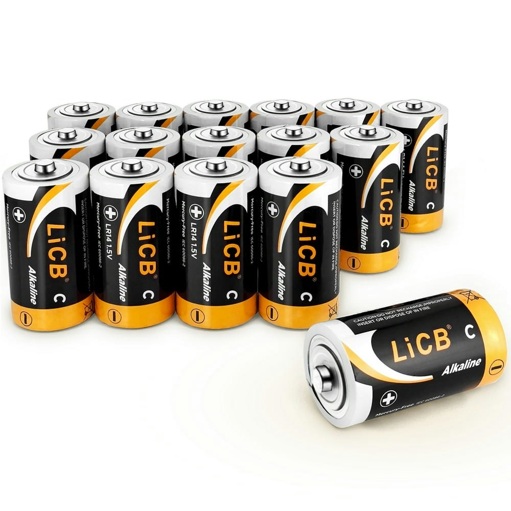LiCB 1.5V C Alkaline Batteries 16-Pack: $19.99