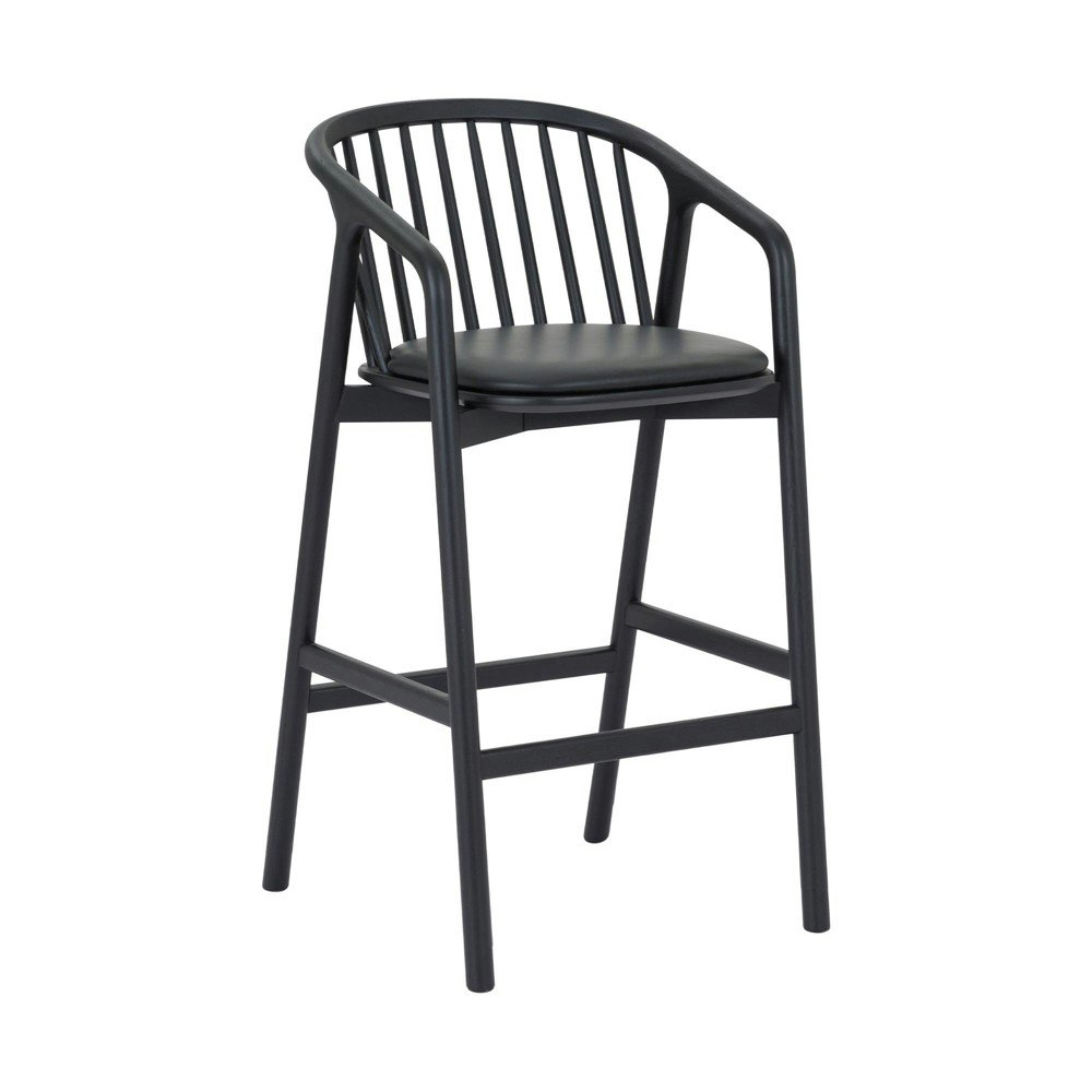 Armen Living Echo Wood and Faux Leather Counter Height Barstool: $472.99 Armen Living Echo Wood and Faux Leather Counter Height Barstool: $472.99