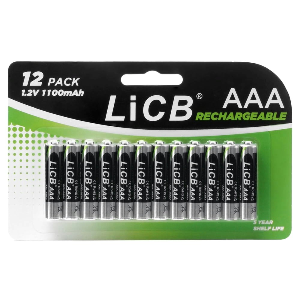 LiCB 1,100mAh AAA Rechargeable NiMH Batteries 12-Pack: $15.99 LiCB 1,100mAh AAA Rechargeable NiMH Batteries 12-Pack: $15.99