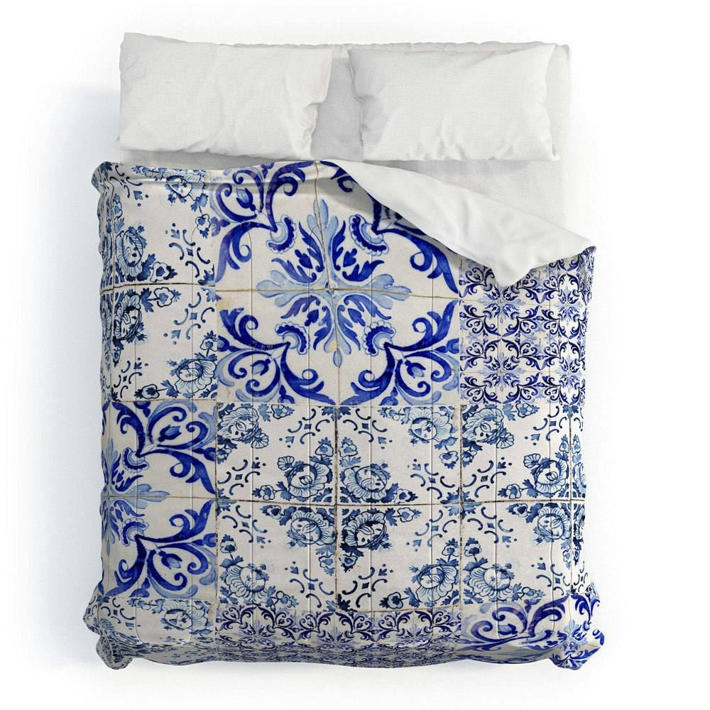 Deny Designs King Ingrid Beddoes Portuguese Azulejos Comforter and Sham Set: $259
