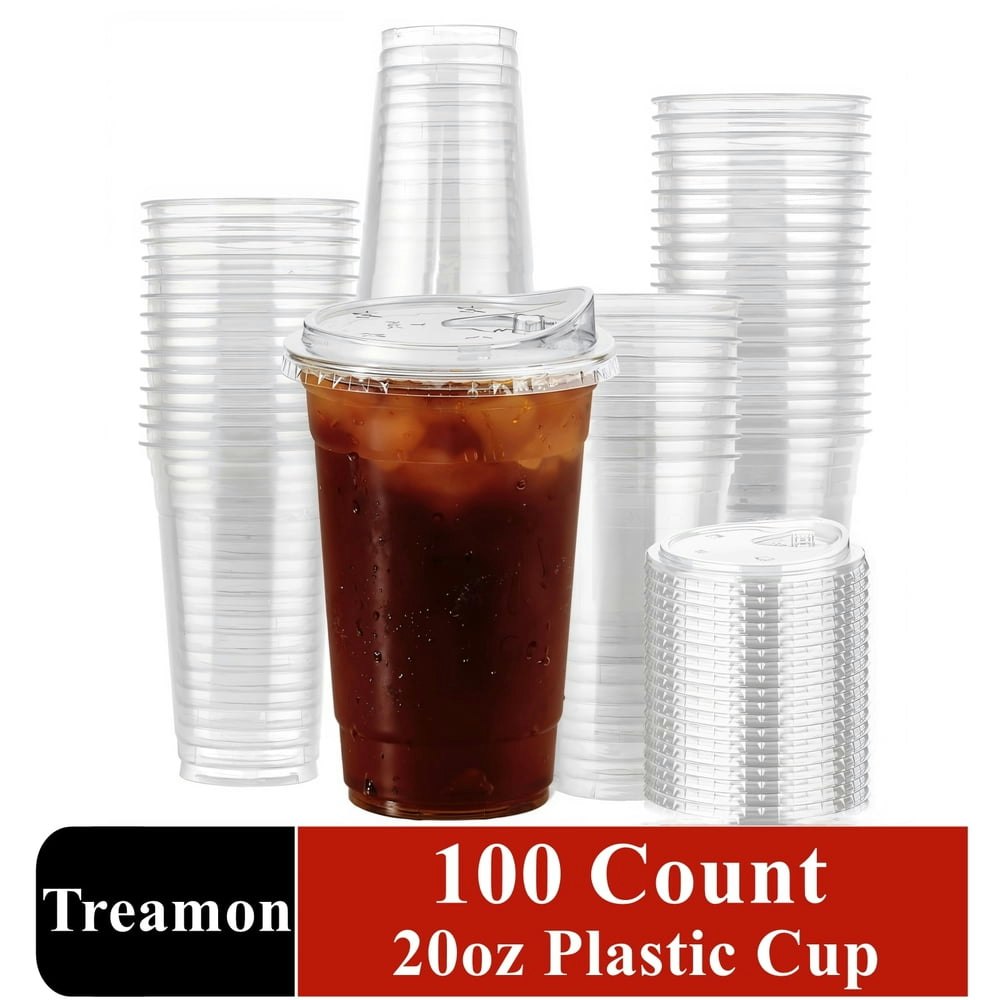 Treamon 20oz Plastic Cups with Lids 100-Pack: $24.89 Treamon 20oz Plastic Cups with Lids 100-Pack: $24.89