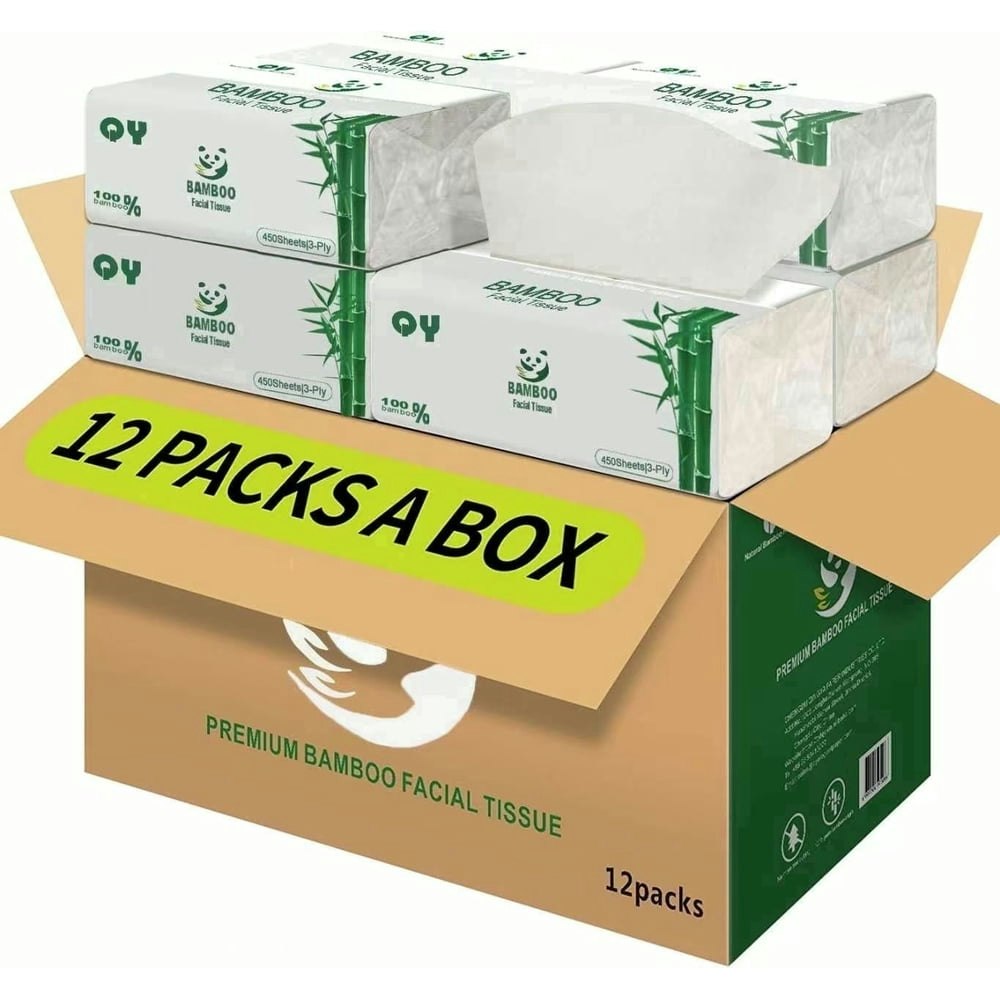 QingYa 3-Ply Bamboo Facial Tissue 12-Pack: $31.55
