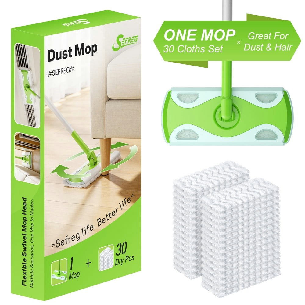 Sefreg Dust Mop with 30 Disposable Cloth Refills: $17.99