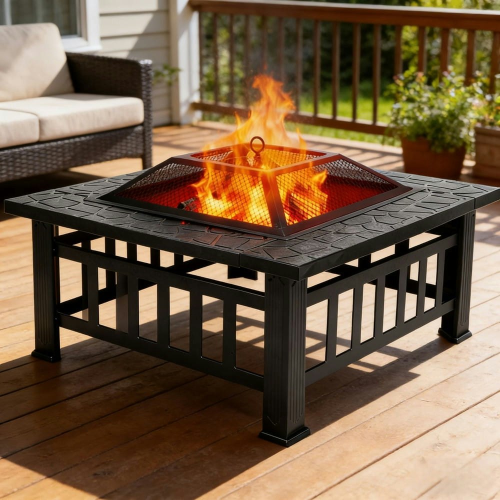 Ktaxon 32-inch Square Outdoor Metal Fire Pit: $85.99 Ktaxon 32-inch Square Outdoor Metal Fire Pit: $85.99