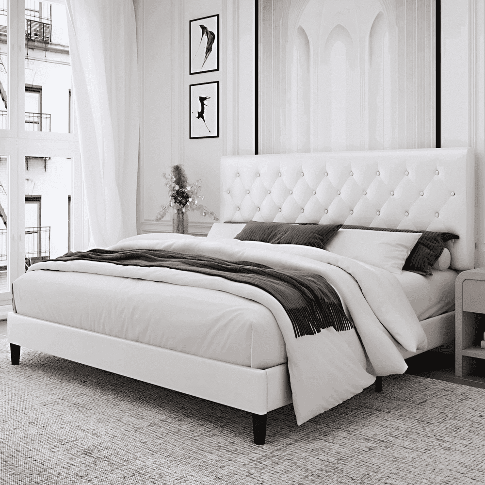 Homfa Queen Size Faux Leather Upholstered Platform Bed Frame: $139.99 Homfa Queen Size Faux Leather Upholstered Platform Bed Frame: $139.99