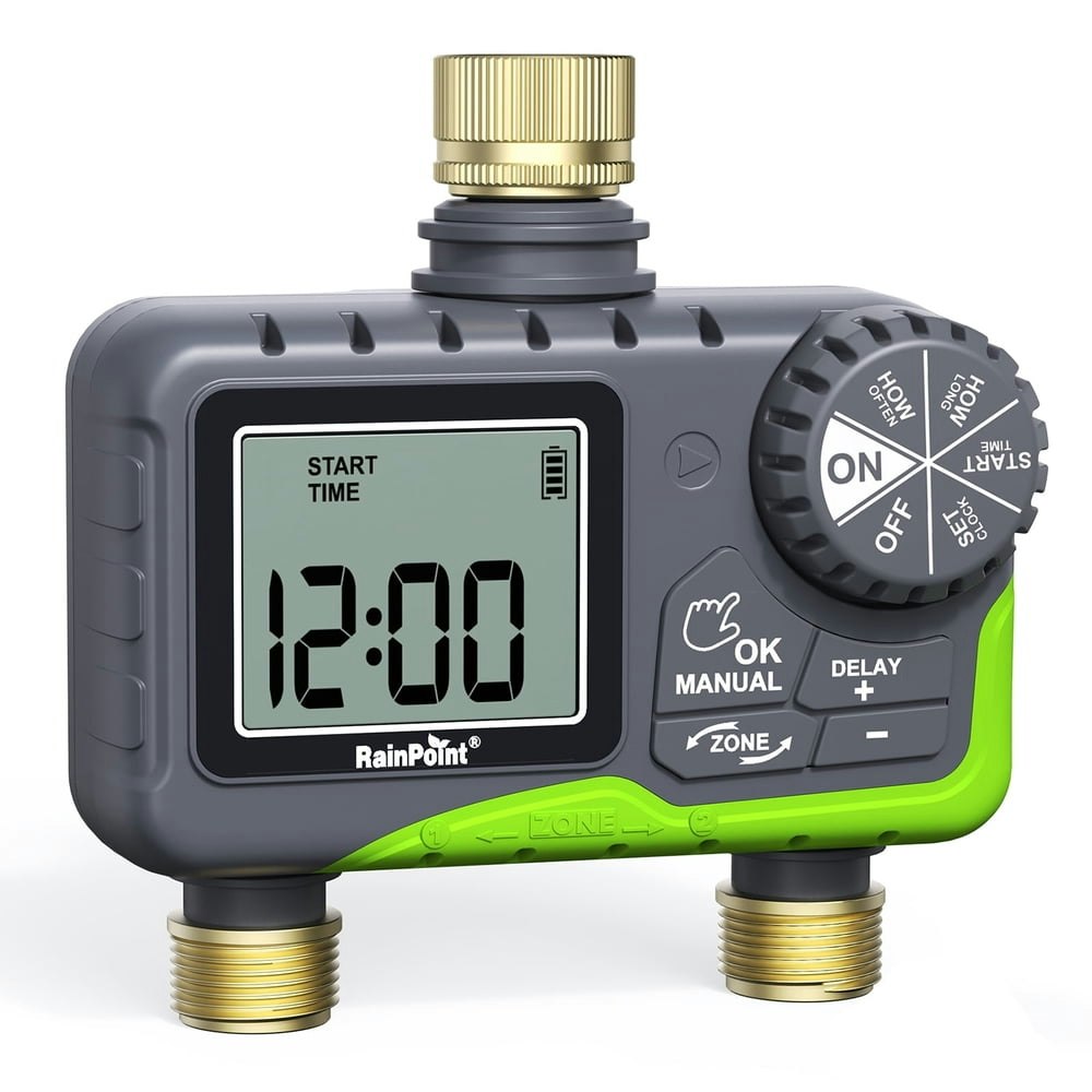 RainPoint ITV205 Dual Zone Hose Sprinkler Timer: $55.99