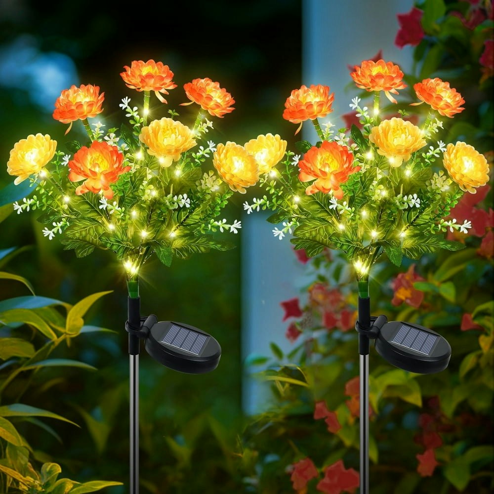 Qoosea Solar Flower Garden Lights 2-Pack: $14.89