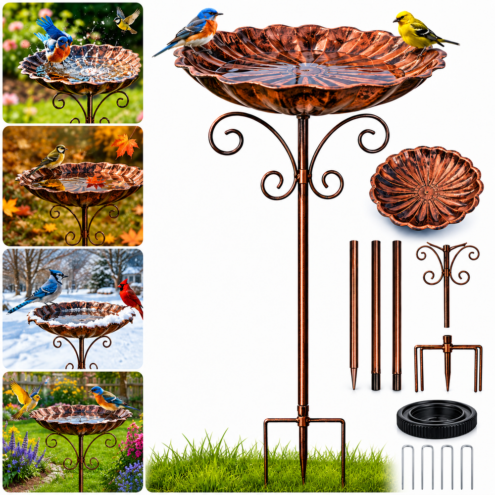 Ustris 31-Inch Metal Vintage Freestanding Bird Bath: $19.99 Ustris 31-Inch Metal Vintage Freestanding Bird Bath: $19.99